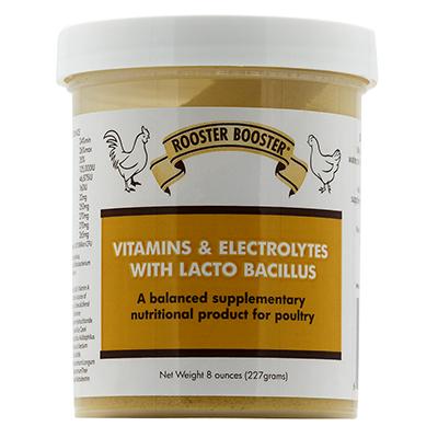 Rooster Booster Vitamins and Electrolytes w/Lacto 8oz Jar Click for larger image Rooster Booster Vitamins and Electrolytes w/Lacto 8oz Jar Click for larger image