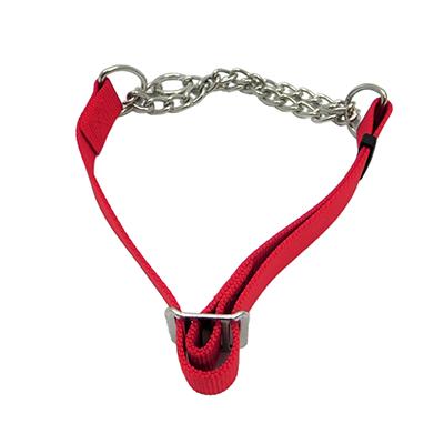 Check Choke 10-14 Red Flat Nylon and Chain Dog Collar Click for larger image Check Choke 10-14 Red Flat Nylon and Chain Dog Collar Click for larger image