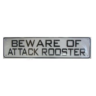 Sign Beware of Attack Rooster 12 x 3 inch Plastic Click for larger image