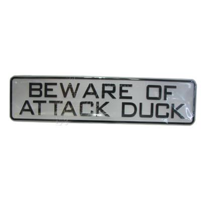 Sign Beware of Attack Duck 12 x 3 inch Plastic Click for larger image