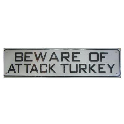 Sign Beware of Attack Turkey 12 x 3 inch Plastic Sign Beware of Attack Turkey 12 x 3 inch Plastic