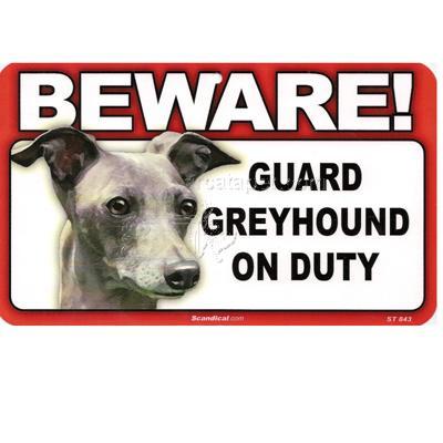 Sign Guard Greyhound On Duty 8 x 4.75 inch Laminated