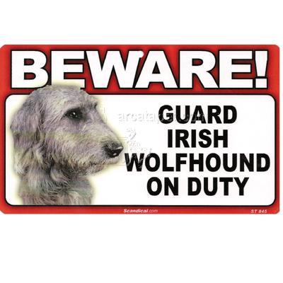 Sign Guard Irish Wolfhound On Duty 8 x 4.75 inch Laminated