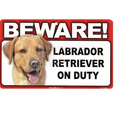 Sign Guard Laborador Yellow On Duty 8 x 4.75 inch Laminated