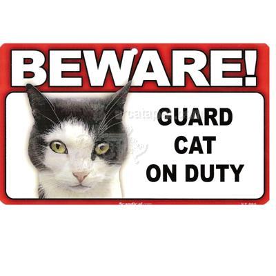 Sign Guard Cat Paint On Duty 8 x 4.75 inch Laminated