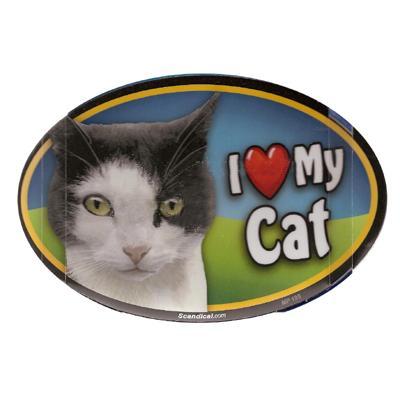 Cat Image Magnet Oval Black and White Cat Cat Image Magnet Oval Black and White Cat
