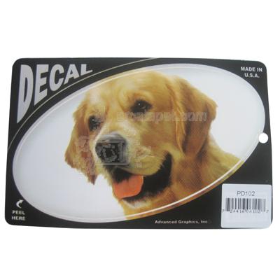 Oval Vinyl Dog Decal Golden Retriever Picture