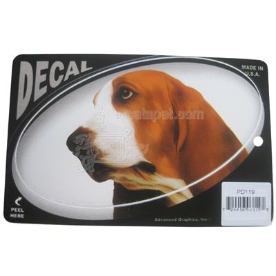 Oval Vinyl Dog Decal Basset Hound Picture