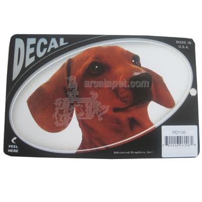 Oval Vinyl Dog Decal Dachshund Picture