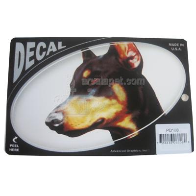 Oval Vinyl Dog Decal Doberman Picture