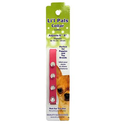 Lil' Pals Pink Leather Spiked Toy Breed Dog Collar Lil' Pals Pink Leather Spiked Toy Breed Dog Collar