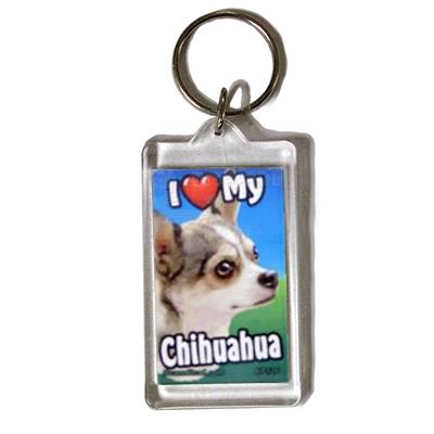 Plastic Keyring Chihuahua Multi Color