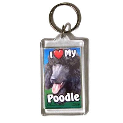 Plastic Keyring Black Poodle