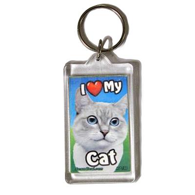 Plastic Keyring Cat Mix Light