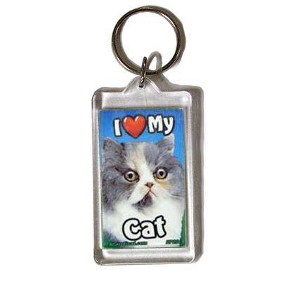 Plastic Keyring Cat Persian Mix