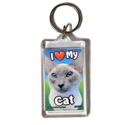 Plastic Keyring Cat Siamese Light