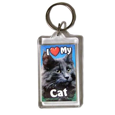 Plastic Keyring Cat Norwegian Grey