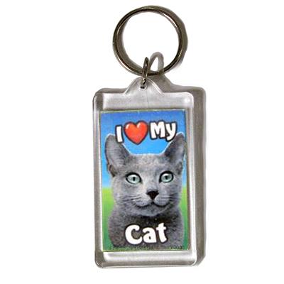 Plastic Keyring Cat Russian Blue