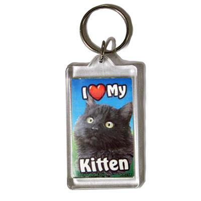 Plastic Keyring Kitten Black