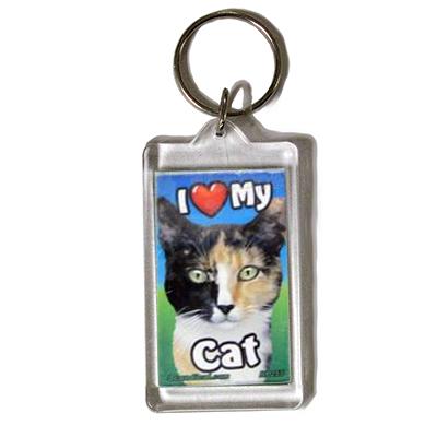 Plastic Keyring Cat Calico