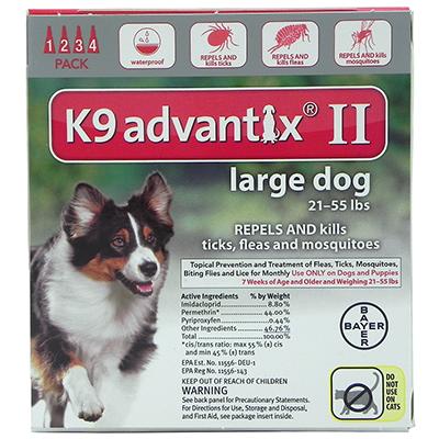 Bayer Advantix II Dog 21-55 lb 4 pack Click for larger image
