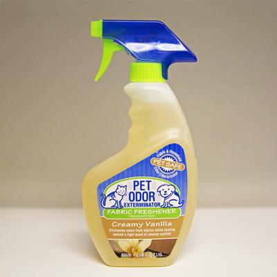 Pet Odor Exterminator Fabric Freshener Spray Vanilla Click for larger image Pet Odor Exterminator Fabric Freshener Spray Vanilla Click for larger image