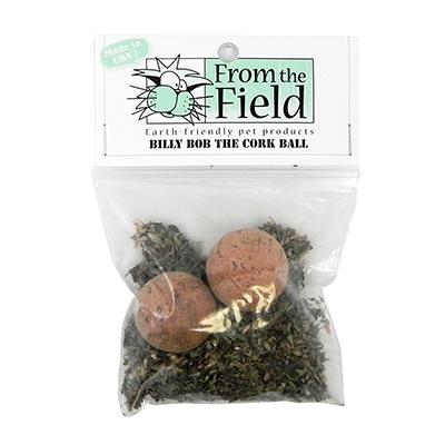Billy Bob Natural Cork Ball Cat Toy with Organic Catnip Leaf Click for larger image