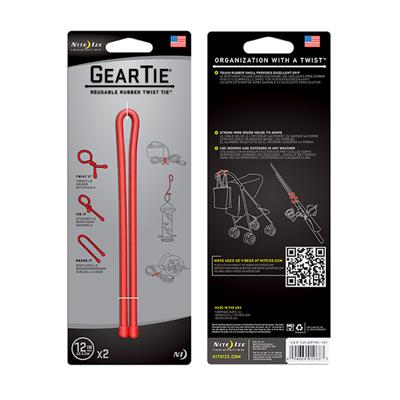 Gear Tie 12 inch Red Reusable Rubber Twist Tie 2pk Gear Tie 12 inch Red Reusable Rubber Twist Tie 2pk