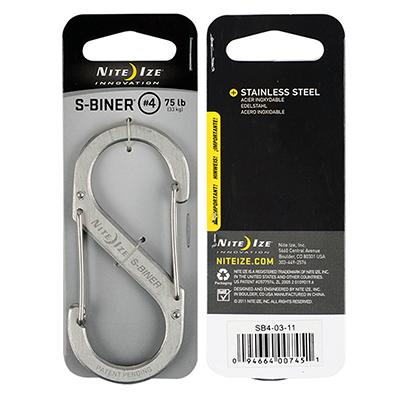 S-Biner #4 Stainless Steel Finish Carabiner 75Lb. S-Biner #4 Stainless Steel Finish Carabiner 75Lb.