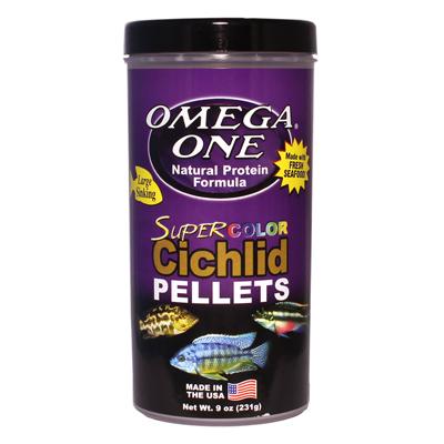 Omega One Super Color Cichlid Lg Sinking Fish Pellets 9-oz Click for larger image
