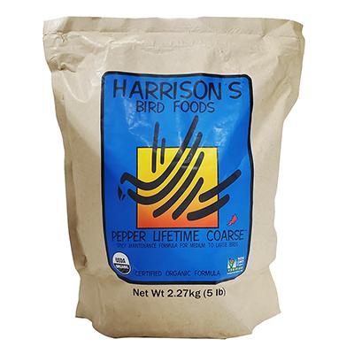 Harrison's Adult Lifetime Pepper Coarse Organic Bird Food 5# Click for larger image Harrison's Adult Lifetime Pepper Coarse Organic Bird Food 5# Click for larger image