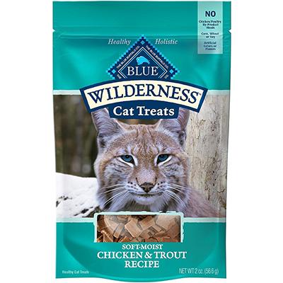 Blue Wilderness Chicken and Trout Grain-Free Cat Treats 2oz. Blue Wilderness Chicken and Trout Grain-Free Cat Treats 2oz.