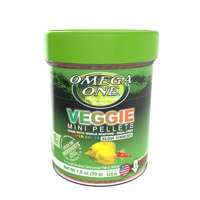 Omega Veggie Sinking Mini Pellets Fish Food 1.8oz Click for larger image Omega Veggie Sinking Mini Pellets Fish Food 1.8oz Click for larger image
