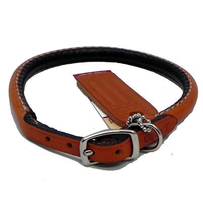 Circle T Leather Dog Collar Rolled Tan 12 inch Click for larger image