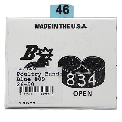 Poultry Numbered Leg Bands Blue Size 9 Numbered 26-50 Click for larger image Poultry Numbered Leg Bands Blue Size 9 Numbered 26-50 Click for larger image
