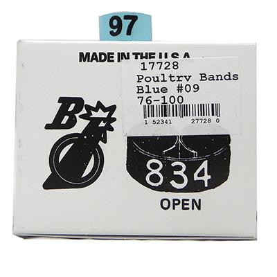 Poultry Numbered Leg Bands Blue Size 9 Numbered 76-100 Click for larger image Poultry Numbered Leg Bands Blue Size 9 Numbered 76-100 Click for larger image