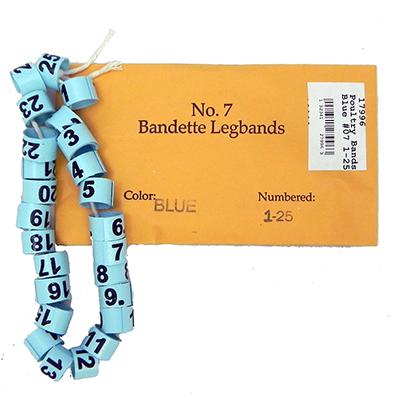 Poultry Numbered Leg Bands Blue Size 7 Numbered 1-25 Click for larger image Poultry Numbered Leg Bands Blue Size 7 Numbered 1-25 Click for larger image