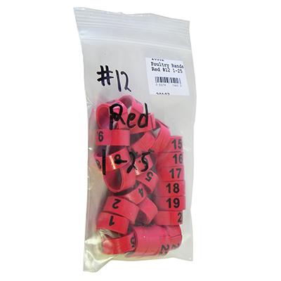Poultry Numbered Leg Bands Red Size 12 Numbered 1-25 Click for larger image Poultry Numbered Leg Bands Red Size 12 Numbered 1-25 Click for larger image