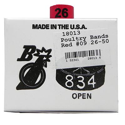 Poultry Numbered Leg Bands Red Size 9 Numbered 26-50 Click for larger image Poultry Numbered Leg Bands Red Size 9 Numbered 26-50 Click for larger image