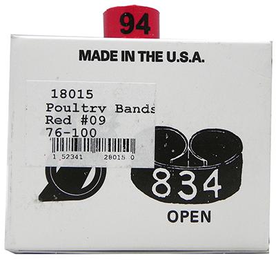 Poultry Numbered Leg Bands Red Size 9 Numbered 76-100 Click for larger image Poultry Numbered Leg Bands Red Size 9 Numbered 76-100 Click for larger image