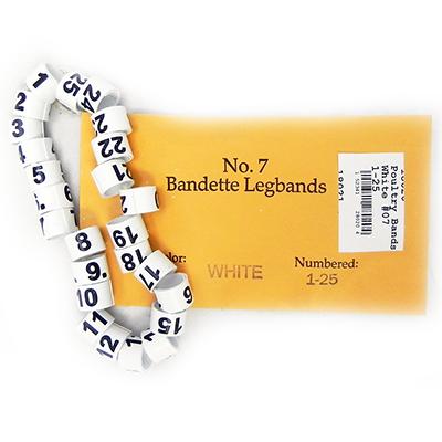 Poultry Numbered Leg Bands White Size 7 Numbered 1-25 Click for larger image Poultry Numbered Leg Bands White Size 7 Numbered 1-25 Click for larger image
