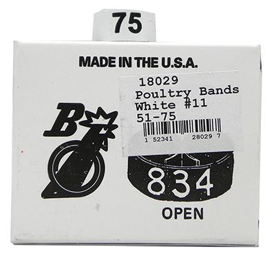 Poultry Numbered Leg Bands White Size 11 Numbered 51-75 Click for larger image Poultry Numbered Leg Bands White Size 11 Numbered 51-75 Click for larger image