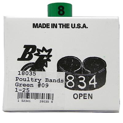 Poultry Numbered Leg Bands Green Size 9 Numbered 1-25 Click for larger image Poultry Numbered Leg Bands Green Size 9 Numbered 1-25 Click for larger image