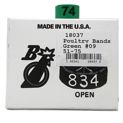 Poultry Numbered Leg Bands Green Size 9 Numbered 51-75 Click for larger image Poultry Numbered Leg Bands Green Size 9 Numbered 51-75 Click for larger image