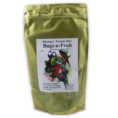 Blessing's Bugs-N-Fruit Low-Iron Insectivore Diet 1-Lb. Click for larger image Blessing's Bugs-N-Fruit Low-Iron Insectivore Diet 1-Lb. Click for larger image