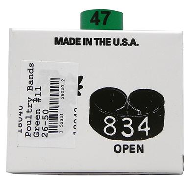 Poultry Numbered Leg Bands Green Size 11 Numbered 26-50 Click for larger image Poultry Numbered Leg Bands Green Size 11 Numbered 26-50 Click for larger image