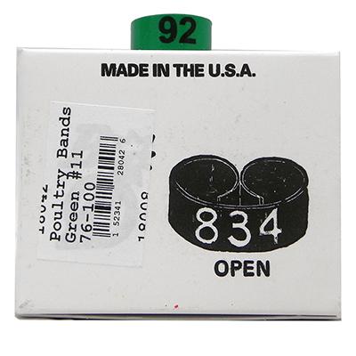 Poultry Numbered Leg Bands Green Size 11 Numbered 76-100 Click for larger image Poultry Numbered Leg Bands Green Size 11 Numbered 76-100 Click for larger image