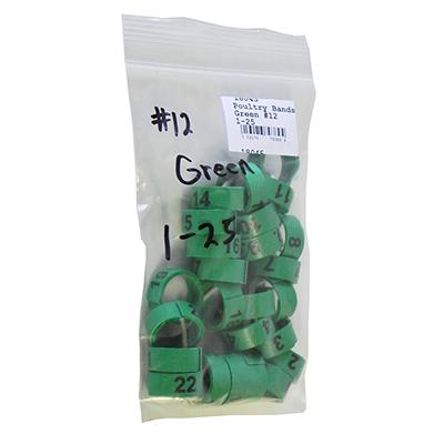 Poultry Numbered Leg Bands Green Size 12 Numbered 1-25 Click for larger image Poultry Numbered Leg Bands Green Size 12 Numbered 1-25 Click for larger image