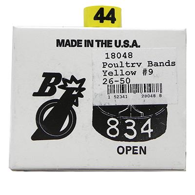 Poultry Numbered Leg Bands Yellow Size 9 Numbered 26-50 Click for larger image Poultry Numbered Leg Bands Yellow Size 9 Numbered 26-50 Click for larger image