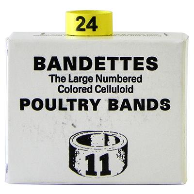 Poultry Numbered Leg Bands Yellow Size 11 Numbered 1-25 Click for larger image